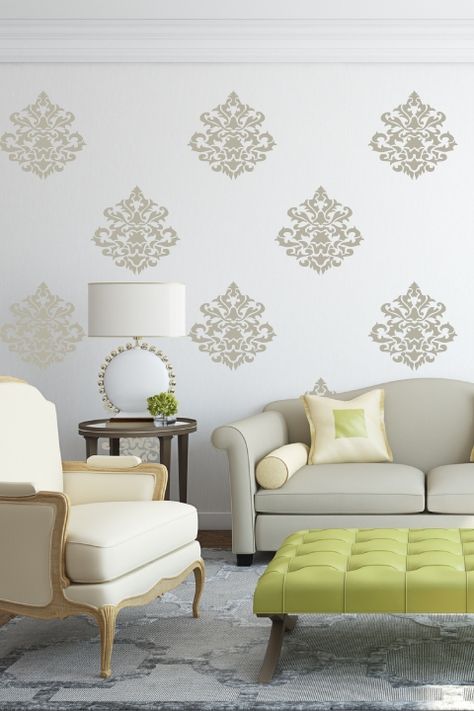 Damask Vintage Wall Decals- WALLTAT.com Damask Wall, Wall Decals Living Room, Wall Texture Design, Metal Tree Wall Art, Cool Wall Art, Wall Texture, Web Images, Kids Wall Decals, Metal Tree