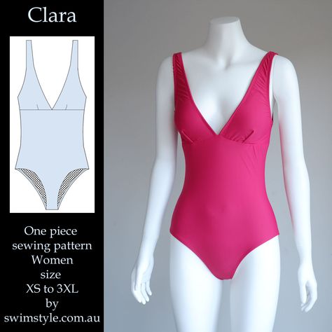 Clara swimsuit pattern Swimwear Sewing Patterns, Swimsuit Pattern Sewing, Sewing Swimwear, Suit Sewing Patterns, Diy Swimsuit, Bathing Suit Patterns, Surf Swimwear, Knit Swimwear, Swim Style