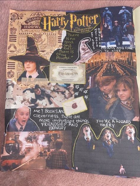 Journal Inspiration Aesthetic, Harry Potter Scrapbook, Sorcerers Stone, Harry Potter Journal, Movie Journal, Diary Design, Film Journal, Aesthetic Film, Bulletin Journal Ideas