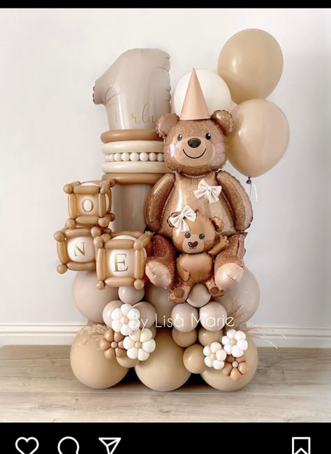 Teddy Bear Balloon Bouquet, Bobo Balloon Bouquet, Balloon Stack, Balloon Bouquet Ideas, Balloon Marquee, Balloon Decorations Diy Tutorials, Balloon Displays, Balloons Galore, Balloon Numbers