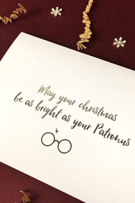 Christmas Cards Harry Potter, Harry Potter Christmas Cards Diy, Harry Potter Christmas Card Ideas, Harry Potter Christmas Quotes, Harry Potter Present Ideas, Harry Potter Christmas Cards, Harry Potter Christmas Card, Harry Potter Inspired Christmas, New Year Gift Card