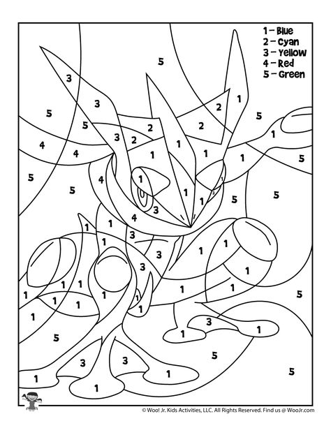 Greninja Pokemon Color by Number Pages | Woo! Jr. Kids Activities Pokemon Color By Number, Pokemon Number, Greninja Pokemon, Pokemon Printables, Pokemon Coloring Sheets, Number Coloring Pages, Pikachu Coloring Page, Pokemon Craft, Mega Pokemon