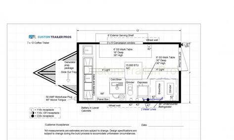 Coffee Truck Layout, Coffee Trailer Layout, Coffee Truck Interior Layout, Coffee Trailer Menu Ideas, Mobile Coffee Trailer Interior, Coffee Trailer Design, Coffee Trailer Ideas Mobile Cafe, Food Trailer Interior, Mobile Coffee Shop Interior