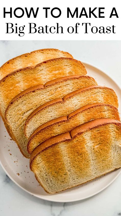 Here's how to easily make a big batch of toast in the oven - it's ridiculously simple and a great way to make toast for a crowd. Toast For A Crowd, Brunch Ideas For A Crowd, Toast In The Oven, Toast Bread, Bread Toast, Large Crowd, Brunch Recipes, The Oven, Toast