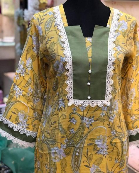 Cotton Suit Designs, Suit Neck Designs, New Kurti Designs, Lace Dress Design, Latest Dress Design, Simple Kurta Designs, Neck Designs For Suits, Simple Kurti Designs, Kurta Neck Design