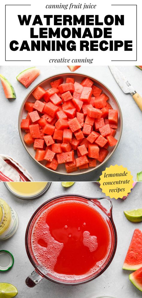 Uncover the magic of preserving the refreshing flavors of summer with our watermelon lemonade canning recipe. This guide is perfect for those who are looking for unique watermelon recipes for canning. Make your summer last longer with this delightful canning drink that adds a wonderful variety to your home canning fruit juice recipes. Canned Watermelon, Watermelon Canning Recipes, Canning Watermelon, Lemonade Concentrate Recipe, Recipe Lemonade, Recipes For Canning, Watermelon Jam, Watermelon Syrup, Watermelon Juice Recipe