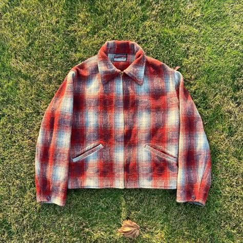 @deadfishvintage on Instagram: "50’s shadow plaid wool zip up Size: Medium . . . . . . . #champion #truevintage Vintage #gratefuldead #vintageforsale #foundongrailed #grailed #raptee #vintagesweatshirt #vintageblank #vintagedenim #Levis #bigE #vintagerussell #carhartt #vintagevarsityjacket #fashion #secondhand #curatedvintage #highsnobiety #seereverseforcare #jesus #smith&wesson #silvertab #hippie #filson #carhartt #reverseweave #sears" Vintage Plaid Jacket, Vintage Filson, Fashion Collection Inspiration, Vintage Varsity Jacket, Seventies Fashion, Mens Outfit Inspiration, Clothing Mockup, Work Jacket, Dope Fashion