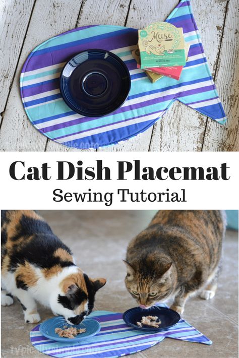 Cat Dish Placemat Sewing Tutorial Sewn Cat Toys, Placemat Sewing, Make A Stuffed Animal, Cats Diy Projects, Sewing Machine Projects, Cat Dishes, Sewing Stuffed Animals, Sewing Tutorials Free, Cat Fabric