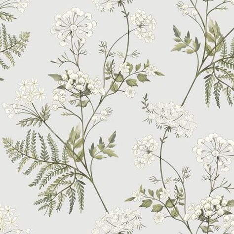 Boho Green Wallpaper, Bedroom Flower Wall, Paper Bathroom, Green Leaf Wallpaper, Wallpaper Boho, Sage Green Bedroom, Flower Bedroom, Leaf Wall, Vintage Junk