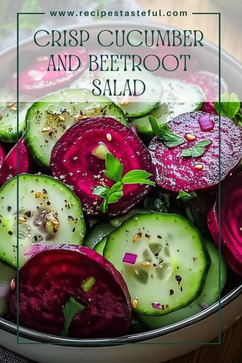 A refreshing and crunchy salad combining crisp cucumbers and sweet, earthy beetroot, dressed with olive oil and lemon juice. Nurse Snacks, Beet Recipes Healthy, Cucumber Salad Recipes, Cucumber Snacks, Beetroot Recipes, Summertime Salads, Beet Salad Recipes, Fresh Beets, Crunchy Salad