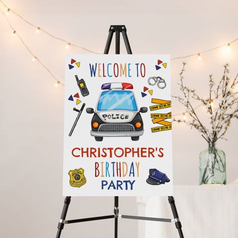 Police Officer Birthday Party Kids, Police Theme Invitation, Police Birthday Invitation Template, Police Theme Birthday Invitation, Police Invitation, Police Themed Birthday Party, Kids Police, Police Birthday Party, Police Party