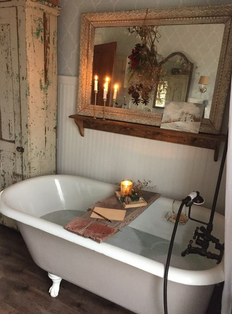 Bryarton Farm | Unexpected Christmas Touches Around the Farmhouse Bryarton Farm, Vibey Rooms, Classic Bathrooms, Clawfoot Tub Bathroom, Remodeling Bathroom, French Country Bathroom, Bubble Baths, Hobbit Hole, Cottage Bathroom