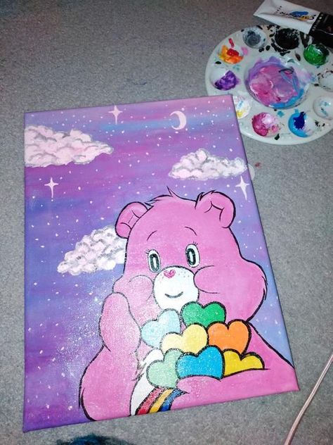 Bear Acrylic Painting, Disney Canvas Art, Drawing Help, Arte Indie, Bear Paintings, Trippy Painting, Posca Art, Hippie Painting, Painting Canvases