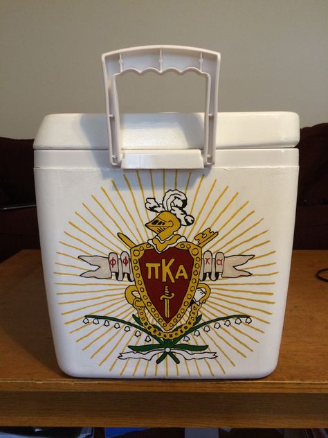 Pi Kappa Alpha cooler Pi Kappa Alpha Cooler, Pike Formal Cooler, Frat Painting, Pike Cooler, Nola Formal, Painted Cooler Ideas, Nola Cooler, Pi Kapp, Fraternity Cooler