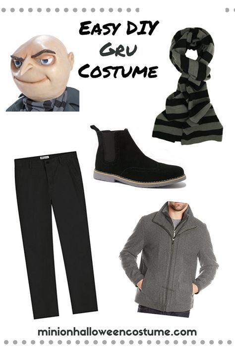 Easy DIY Gru Costume - despicable me theme dress up Gru Nose Diy, Gru Outfit Despicable Me, Gru Costume Diy, Costumes Minion, Costume Minion, Despicable Me Halloween, Gru Costume, Halloween Minion, Diy Minion Costume