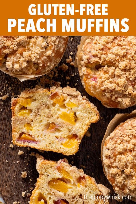 Nut Free Desserts, Peach Muffins, Soy Free Vegan, Muffin Streusel, Simple Muffin Recipe, Baking Basics, Dairy Free Eggs, Peach Desserts, Gluten Free Desserts Recipes