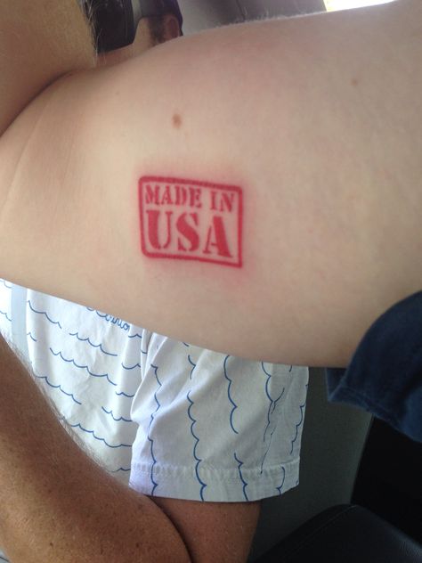 Made In USA Tattoo to celebrate 4th of July this year! American Flag Tattoos For Women Small, Small Usa Tattoo, American Made Tattoo, American Pride Tattoo, America Tattoos For Men, Made In Usa Tattoo, Made In America Tattoo, Made In The Usa Tattoo, America Tattoo