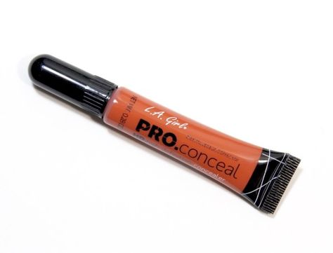 L.A. Girl Pro Conceal HD Orange Corrector Review Blue Undereye, Make Up Corrector Color Correction, Orange Corrector Concealer, Makeup Corrector, La Girl Pro Concealer Chestnut, La Girl Pro Concealer Swatches Dark Skin, Orange Color Corrector, Concealer Tips, Hd Concealer