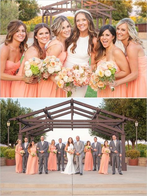 Rustic Bridesmaid Dresses, Peach Bridesmaid, Rustic Bridesmaids, Peach Bridesmaid Dresses, Coral Bridesmaid, Wedding Parties Colors, Coral Bridesmaid Dresses, Coral Wedding, Peach Wedding