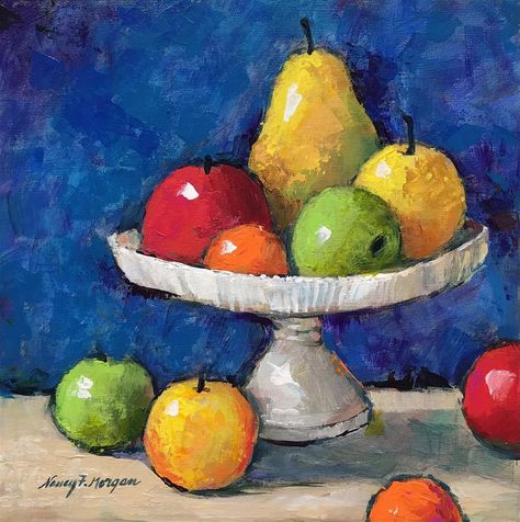 Art Fruit Painting, Still Life Painting Acrylic Fine Art, Painting Fruit Acrylic, Bowl Of Fruit Painting, Food Painting Acrylic, Fruit Basket Drawing, Fruit Still Life Painting, Painting Of Fruit, Fruits Painting