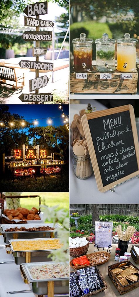 Vow Renewal Bbq Ideas, Barbecue Reception Ideas, Bbq Wedding Decor, Backyard Barbecue Wedding, Outdoor Bbq Wedding Reception, Backyard Bbq Wedding Reception Decor, Bbq Wedding Reception Food, Backyard Wedding Reception Food, Backyard Bbq Wedding Reception