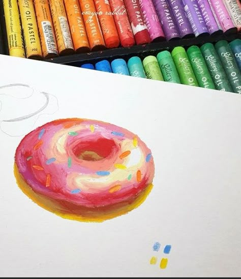 Cute Crayon Drawings, Simple Oil Pastel Art, Paint Brush Drawing, Prismacolor Art, Crayon Drawings, Color Drawing Art, Food Artwork, Oil Pastel Paintings, Oil Pastel Art