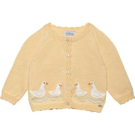 Little Duckling Cardigan, Pale Yellow - Trotters London Sweaters | Maisonette Yellow Kids, Baby Boy Dress, Swimming Bathing Suits, Matching Leggings, Bathing Suit Top, Newborn Baby Gifts, Knitted Cardigan, Pale Yellow, Amelie