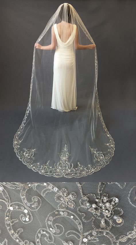 1-Layer, Extravagance Crystal Beaded Cathedral Veil Beaded Cathedral Veil, Cathedral Length Wedding Veil, Beaded Wedding Veils, Cathedral Wedding Veil, Wedding Veil Vintage, Cathedral Wedding Veils, Wedding Bridal Veils, Cathedral Wedding, Cathedral Veil