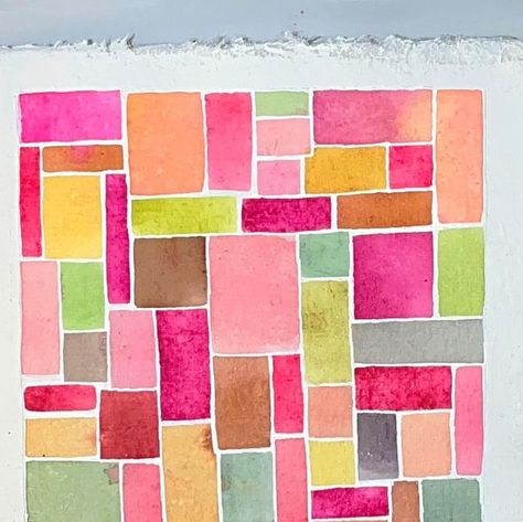 Cathy Suzanne on Instagram: "Just some quick squares and rectangles after work to calm my nervous system… Watercolor for Relaxation - Willa Workshops with Wendy Solganik🩷 #willawatercolors #watercolorforrelaxation #willawatercolorsinspired #watercolor #watercolorpatterns" Geometric Watercolor Painting, Willa Wonders, Watercolor Squares, Paintings Tutorials, Flower Rug, Art Watercolour, Watercolor Projects, Abstract Watercolor Art, Watercolor Sketchbook