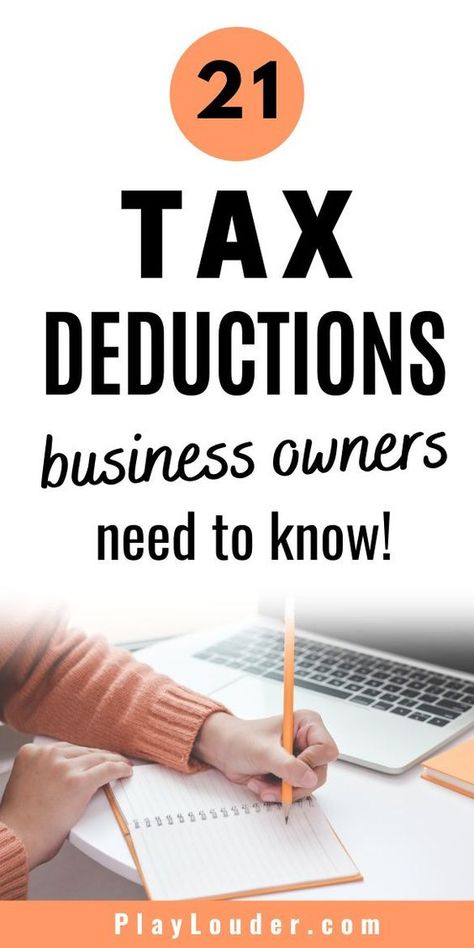 21 Tax Deductions Small Business Owners Need to Know! Small Business Tax Deductions List, Tax Deductions List, Small Business Tax Deductions, Accounting Tips, Business Tax Deductions, Tax Write Offs, Budgeting Ideas, Book Keeping, Llc Business