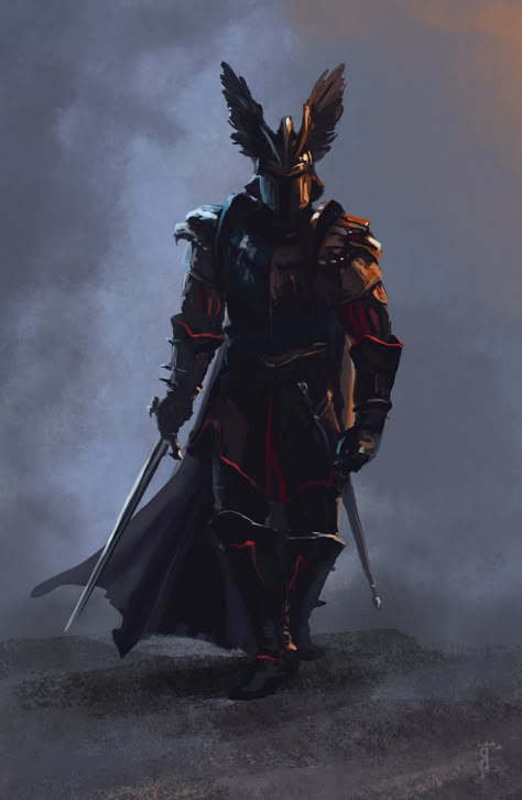 ArtStation - Ciri's Nightmare, Tatiana Yamshanova Winged Helmet Knight, Winged Knight, Helmet Knight, Winged Helmet, Red Guard, Shadow Knight, Ancient Warrior, Illustration Fantasy, Witcher Art