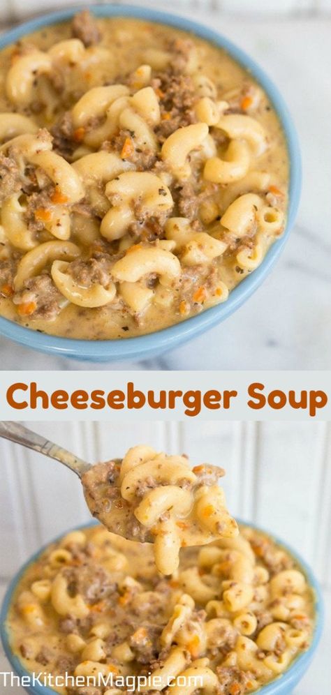 The best soup you are ever going to make, my Crockpot Macaroni Cheeseburger Soup. As always if you are making on the stove, simply speed up the steps outlined below #soup #hamburger #groundbeef Soup Toppings, Crock Pot Macaroni, Crockpot Macaroni, Macaroni Soup, Pasta Alfredo, Hamburger Soup, Cheeseburger Soup, Crock Pot Recipes, Slow Cooker Desserts