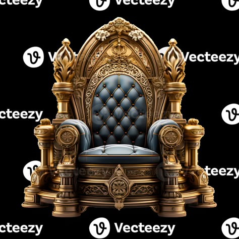 seat of the royal throne isolated on transparent background ,golden throne chair ,generative ai Fantasy Throne Chair, Royal Throne Chair, Patreon Ideas, Pandora World, Dark Rise, Golden Throne, Throne Chairs, Royal Chair, King Chair