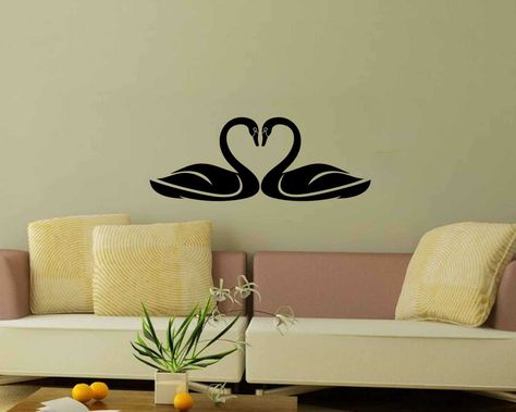 Two swans wall decal Swan Wall Painting, Two Swans, Wall Murals Diy, Painting Designs, Decal Design, Swans, Paint Designs, House Painting, Wall Decal