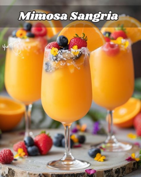 Mimosa Sangria: A Perfect Brunch Cocktail Mimosa Sangria, Mimosa Ingredients, Classic Mimosa, Moscato Sangria, Sangria Punch, Onehope Wine, Vegetable Skewers, Mimosa Recipe, Light Appetizers