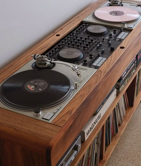 Australian Wood Review | DeVinyl record player cabinet customised in blackwood @kithe_furniture • • • • • Photos @andreajacobphoto • • • • • #woodreview… | Instagram Record Player Furniture Stereo Cabinet, Tv Unit Record Player, Music Station Home, Vinyl Corner Living Room, Vinyl Player Setup, Vinyl Record Setup, Turntable Furniture Design, Record Player Furniture, Vinyl Console