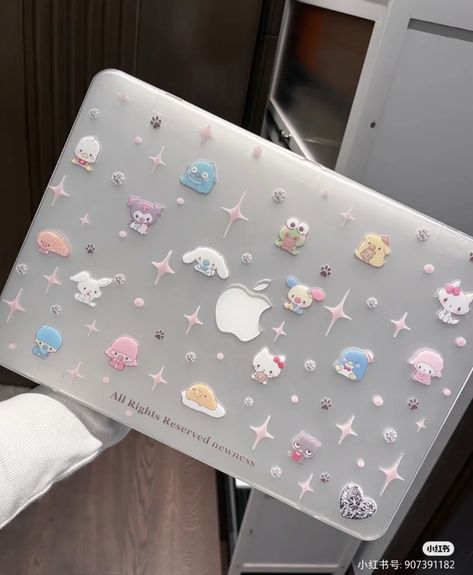 Macbook Cover Aesthetic, Kawaii Macbook, Apple Notes App, Preppy Kawaii, Macbook Computer, Macbook Aesthetic, Hello Kitty Stickers, Computer Apple, Rose Iphone Case