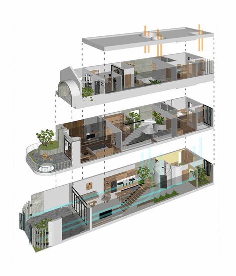 Barn Dominium Houses, Flat House Design, Barn Dominium, Prefab Container Homes, Narrow House Designs, Narrow House Plans, Compact House, Interior Design Presentation, Narrow House