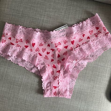 Brand New With Tags. Cute Pink Lace-Trimmed Cheeky Panties With Red Hearts And Dogs. Victoria Secret Under Set, Jessie Outfits, Blonde Hair Anime Boy, Pinkalicious Party, Mermaid Pearl, Vs Pink Bras, Cute Bras, Red Hearts, Pink Bra