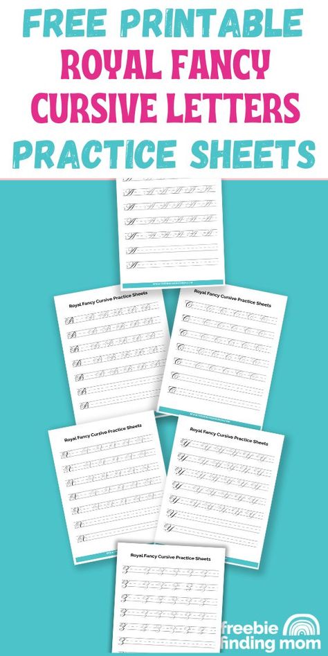 These are capital and lowercase free royal fancy cursive letters practice sheets. Cursive Practice Sheets, Learn Cursive, Cursive Letters Fancy, Learn To Write Cursive, Letter Practice Sheets, Free Cursive Fonts, Cursive Writing Practice Sheets, Cursive Worksheets, Fancy Cursive