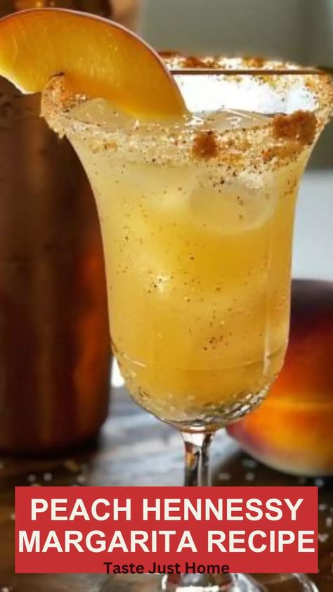 Peach Hennessy Margarita Recipe – Taste Just Home Hennessey Drink Recipes, Hennessy Margarita Recipe, Hennessey Drink, Hennessy Margarita, Hennessy Drinks, Peach Drinks, Bartender Drinks, Drinks Alcohol, Margarita Recipe