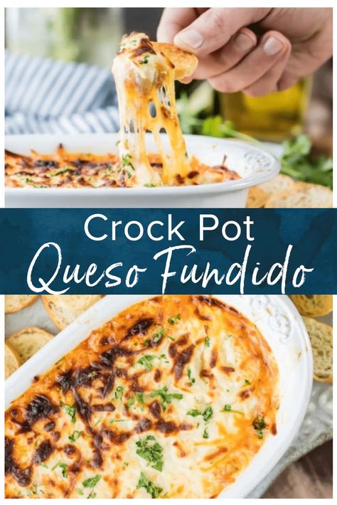 Queso Fundido is the dreamy, easy Crock Pot Queso of your dreams! This Slow Cooker Queso Fundido Recipe with Chorizo couldn't be easier (only FOUR ingredients!), creamier, or more delicious! If you're celebrating something (Cinco de Mayo, the Super Bowl), this Crock Pot Cheese Dip with Sausage is the perfect recipe. #thecookierookie #queso #cheese #cheesedip #chorizo #appetizers Crock Pot Cheese Dip, Cheese Dip With Sausage, Dip With Sausage, Queso Fundido With Chorizo, Recipe With Chorizo, Slow Cooker Queso, Queso Fundido Recipe, Fundido Recipe, Cheese Dip Crock Pot