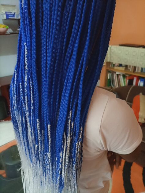 Blue And White Box Braids, White Knotless Braids, White Box Braids, White Braids, Knotless Braids, Box Braids Hairstyles, White Box, Dream Hair, Box Braids