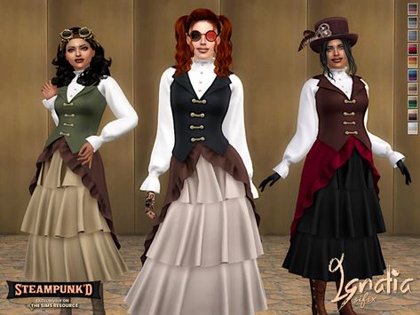 Cc Folder, Pirate Outfit, Steampunk Dress, Bella Dress, Eliza Dress, Sims 4 Dresses, Pirate Shirts, Sims 4 Downloads, Sims4 Cc