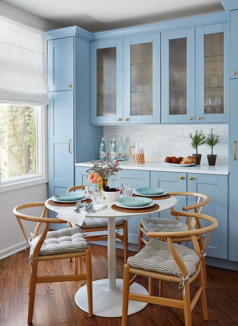 French Blue Kitchen, Kitchen Renovation Diy Ideas, Diy Kitchen Makeover Ideas, Kitchen Cabinets Before And After, Kitchen Renovation Cost, Decoration Mirror, Kitchen Diy Makeover, Blue Kitchen Cabinets, Diy Kitchen Renovation