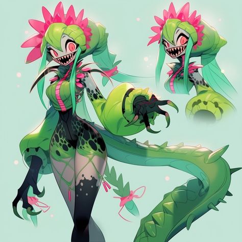 Plant Oc, Plant Monster, Anime Monsters, Monster Characters, Creature Artwork, Dessin Adorable, Cute Art Styles, Female Character Design, Creature Design