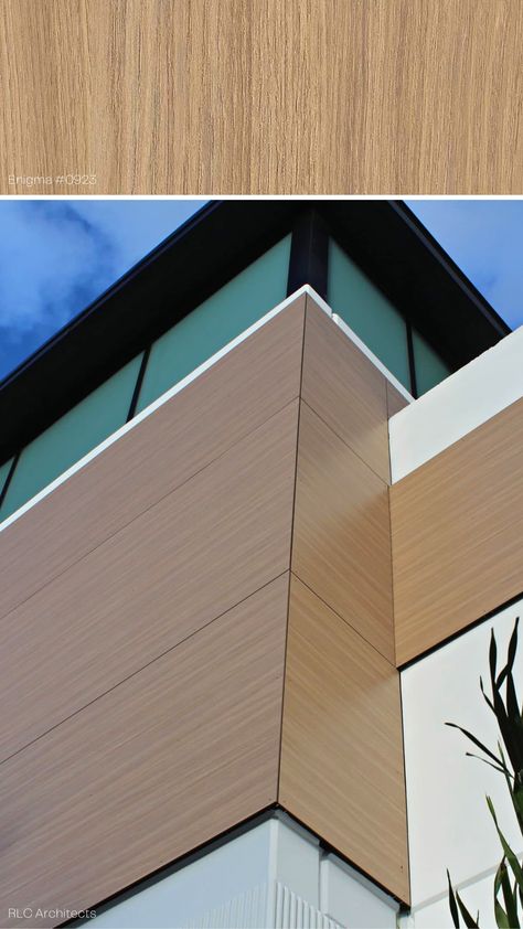 The woodgrain panels gave the shopping plaza a more welcoming atmosphere, while also giving it the modern look they were going for. The installer, EMC Quality, has worked with Fundermax panels for many projects and was an advocate for the panels, alongside Formas, due to our durability and ease of installation. Aspen Dental, Commercial And Office Architecture, Office Architecture, Florida Weather, Panel Systems, Commercial Office, Retail Space, Shopping Center, Wood Grain