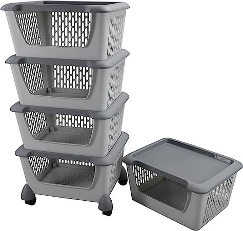 Stacking Baskets, Stacking Basket, Stacking Storage, Laundry System, Shelf Baskets, Grey Storage, Stackable Storage Bins, Vegetable Basket, Stackable Storage