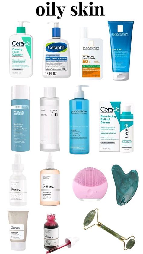 Best Skincare Products for Oily Skin Good Skincare Products For Oily Skin, Good Cleansers For Oily Skin, Product For Oily Skin Face, For Oily Skin, Cerave Skincare Oily Skin, How To Avoid Oily Skin, Best Oily Skin Care Routine, What To Use For Oily Skin, Products For Oily Skin Face