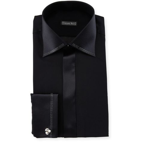 Stefano Ricci Crystal-Trim Silk French-Cuff Tuxedo Shirt ($1,205) ❤ liked on Polyvore featuring men's fashion, men's clothing, men's shirts, men's dress shirts, black, mens tuxedo shirt, mens tux shirt, mens silk dress shirts, mens silk shirts and mens french cuff shirts Mens Tuxedo Shirt, Black Tuxedo Shirt, Mens Tux, Model Kemeja, Dress Shirts Men, Navy Blue Dress Shirt, Tux Shirt, Mens White Dress Shirt, Silk Shirt Men